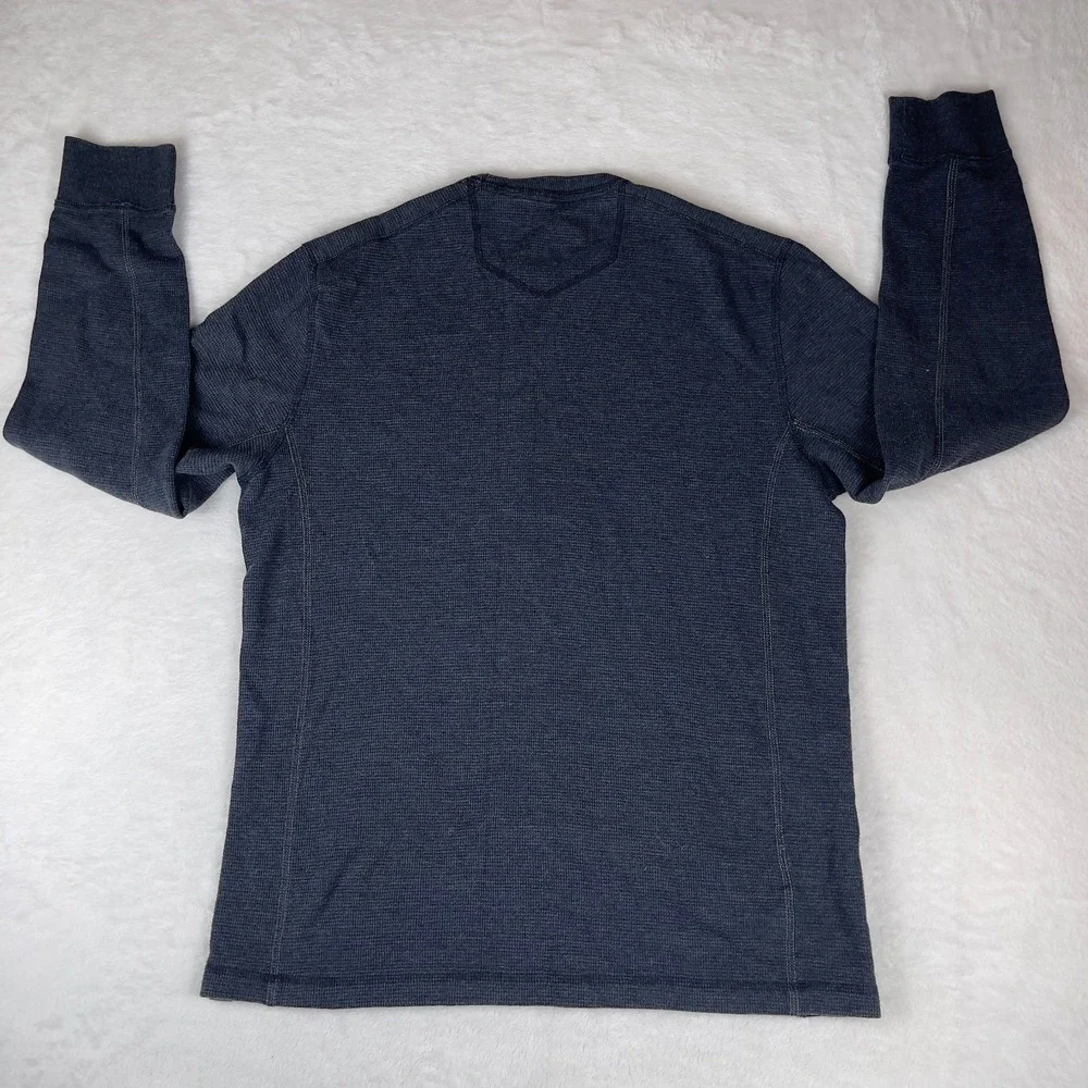 Eddie Bauer Waffle Knit Thermal‎ Shirt Mens M Gray Long Sleeve Ribbed Crewneck
